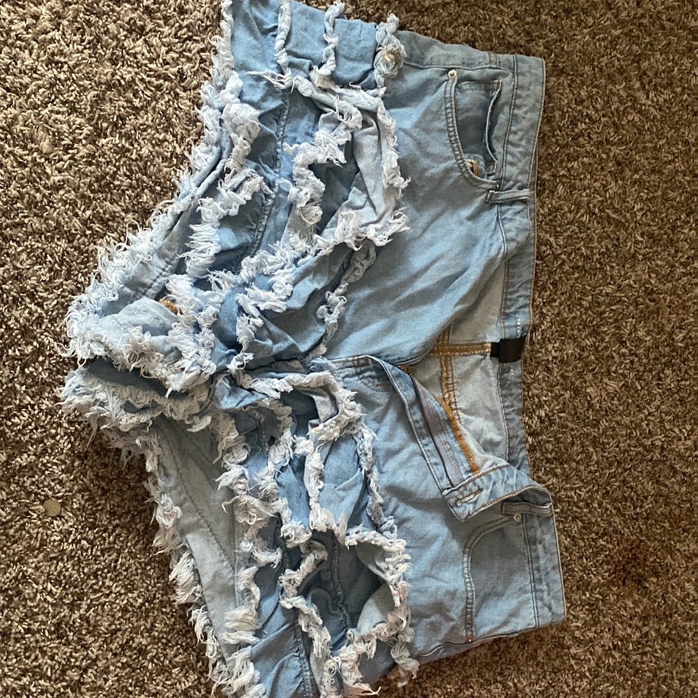 Tiered short shorts light blue Jean